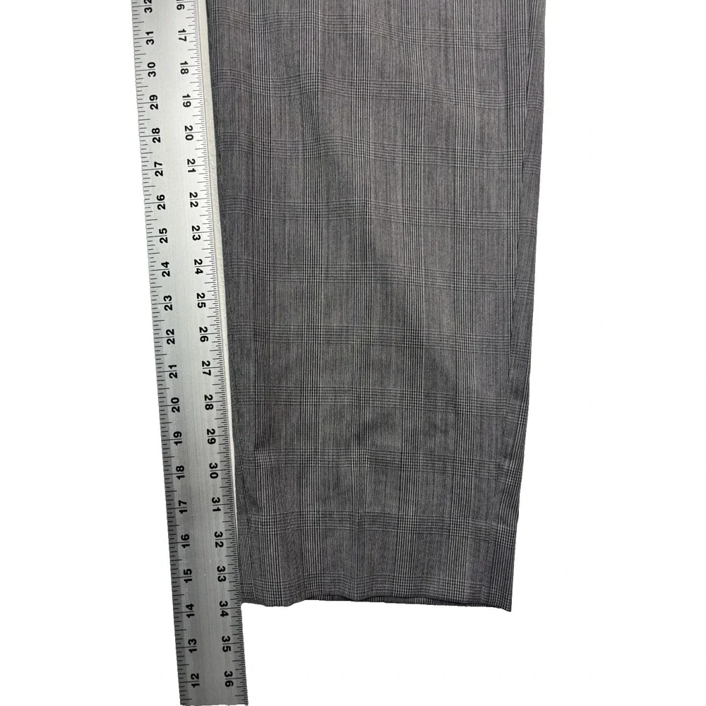 Joseph Abboud 44L 38x34 Gray Glen Plaid 2pc Pant Suit 100% Wool Flat Front USA